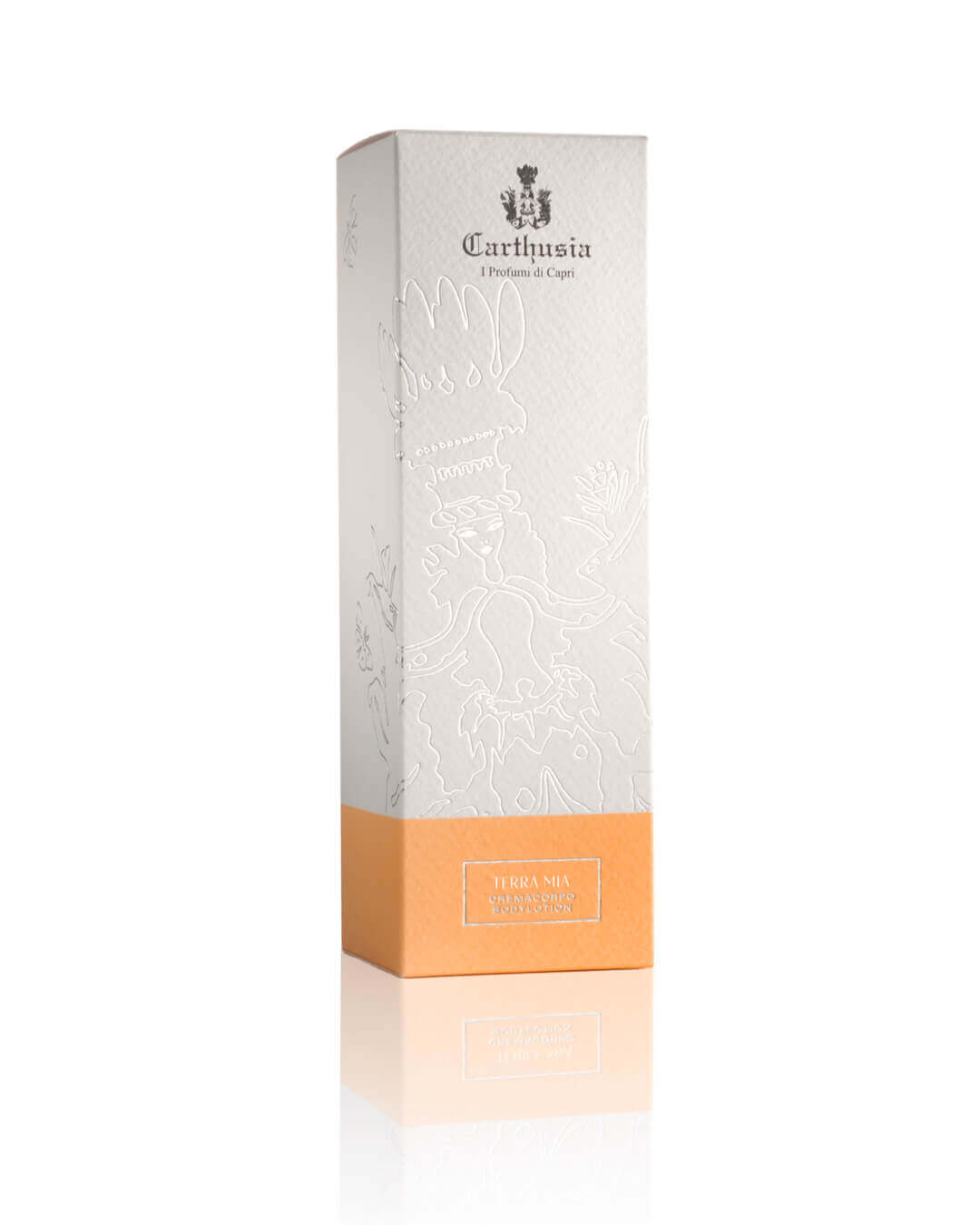 Confezione di Terra Mia Crema Corpo, crema corpo aromatica Carthusia con design elegante.