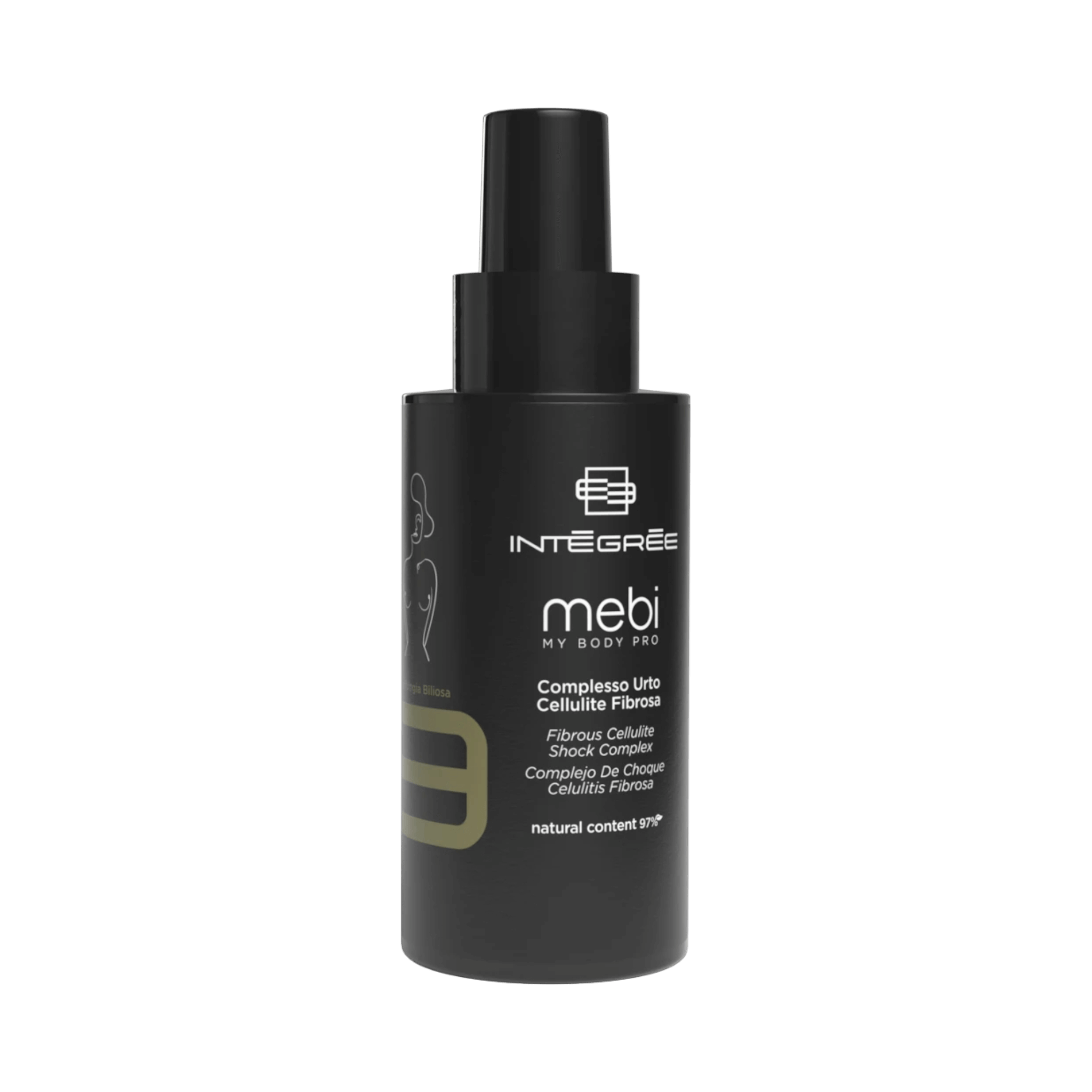 Flacone di Complesso urto cellulite fibrosa con applicatore spray, prodotto per la stimolazione lipolitica.