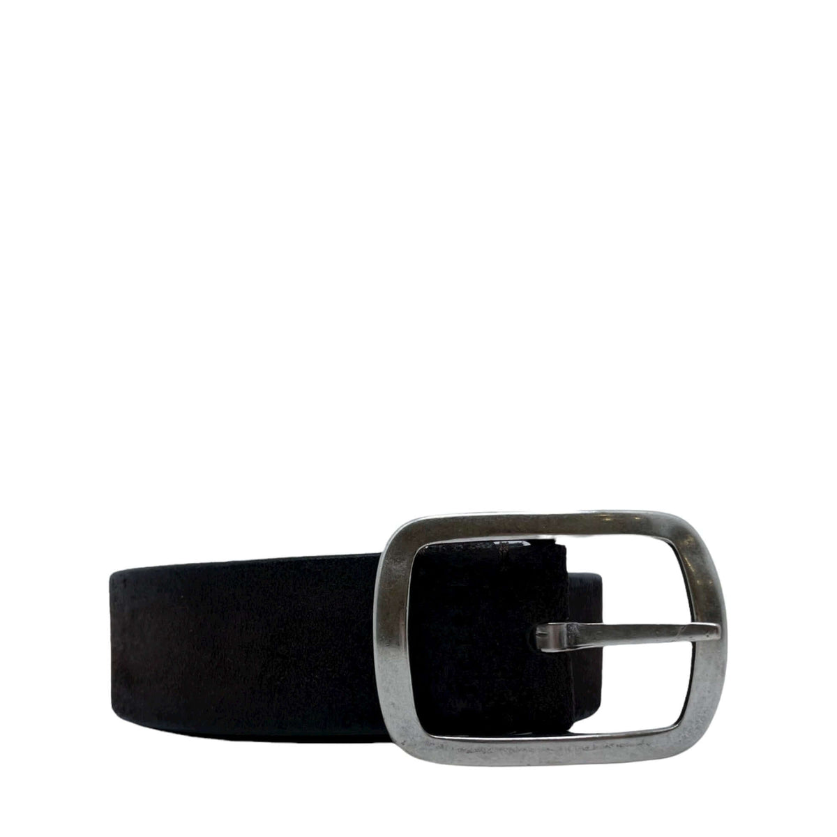 Cintura hunting doppia in pelle nera con fibbia lucida in nichel, made in Italy, largo 3,5 cm, reversibile.